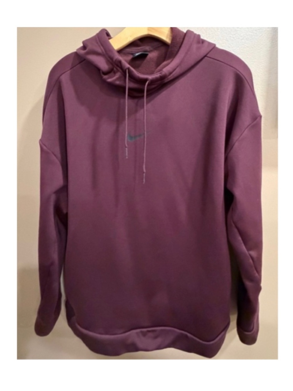 Nike Women's Center Swoosh Pullover Hoodie Sweatshirt Size Large Burgundy Maroon